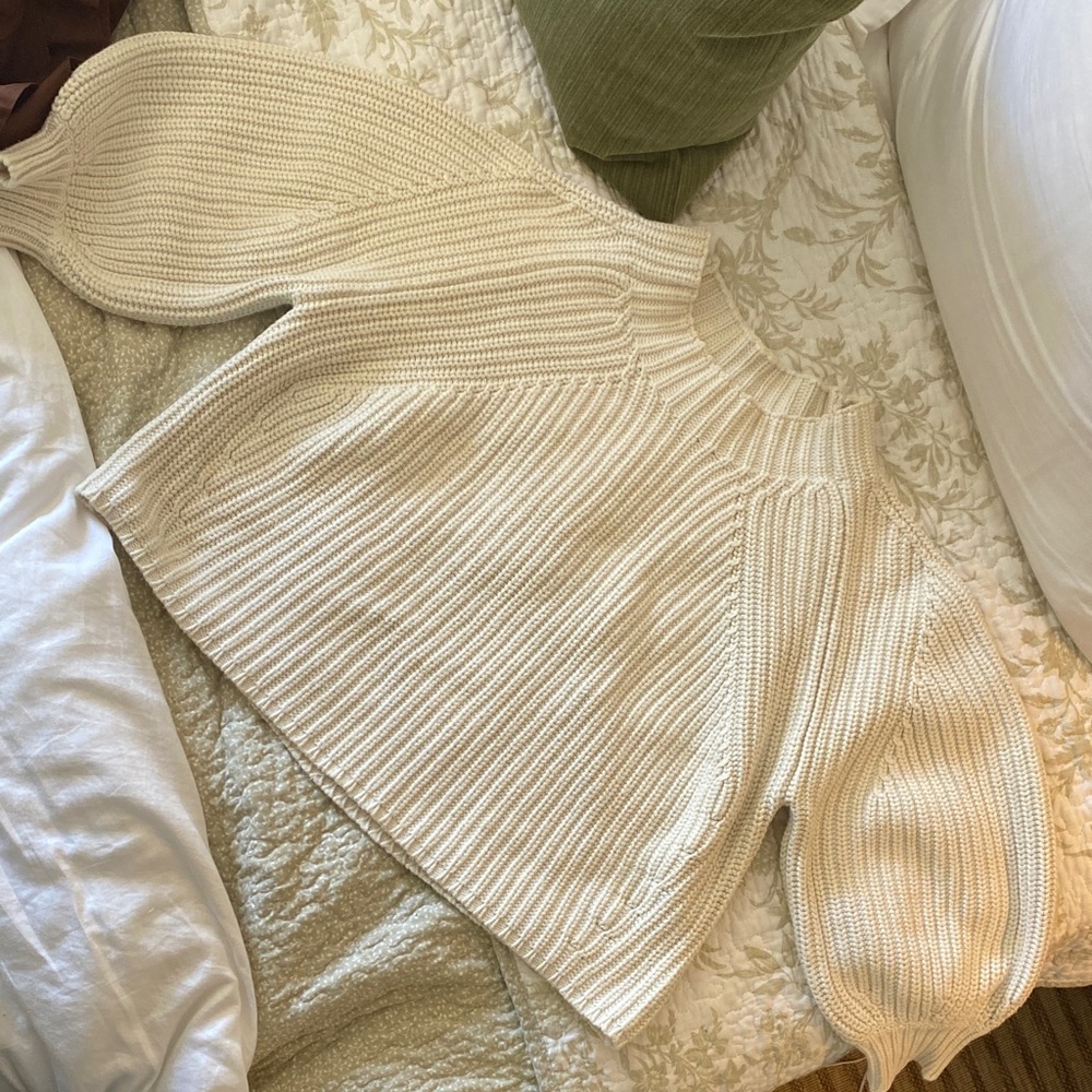 Apiece Apart mock neck cropped puff sleeve sweater